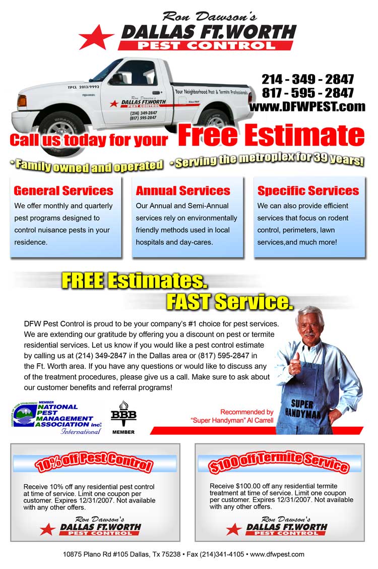 Dallas Fort Worth Pest Control Flier